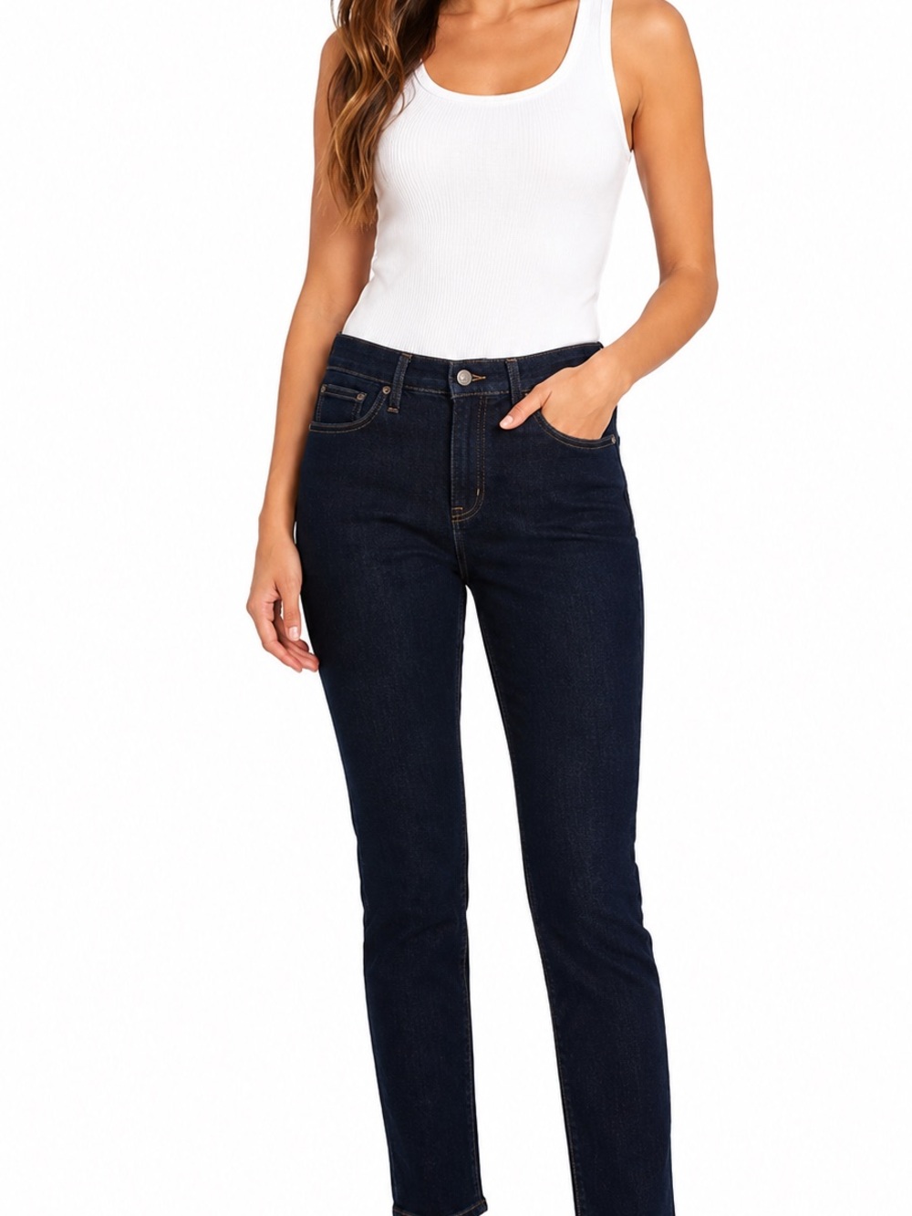J. Crew Factory Indigo Straight Leg Mid-Rise Jeans